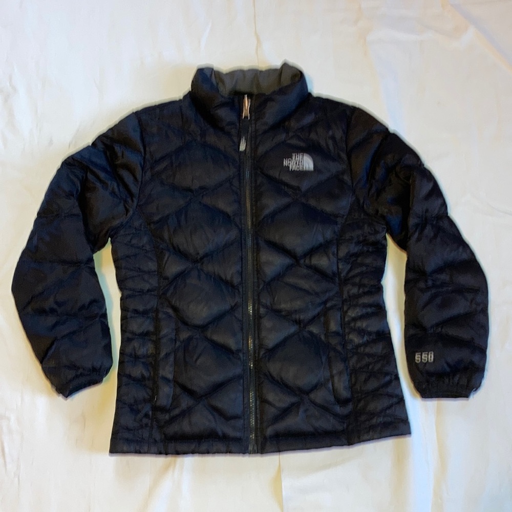 North Face girls black puffer - medium
